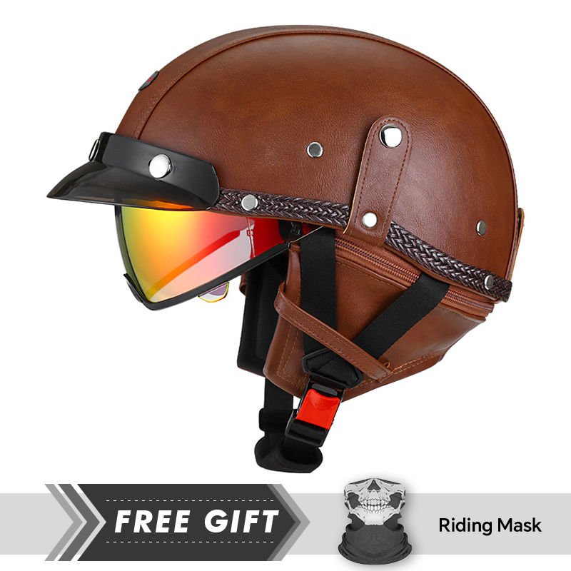 Motorcycle Gear Store - Helm Setengah Wajah Retro Dewasa Helm
